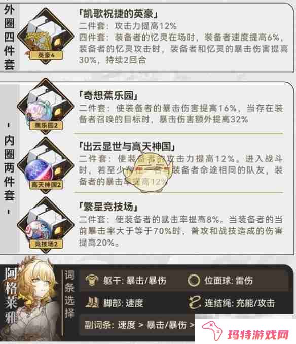 《崩坏：星穹铁道》阿格莱雅配队遗器词条推荐攻略